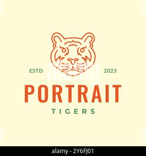 tête tigre bête animal carnivore ligne de forêt style vintage simple logo hipster logo design illustration d'icône vectorielle Illustration de Vecteur