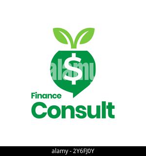argent plante croissance des entreprises conseil en finance bulle chat parler moderne coloré logo design illustration d'icône vectorielle Illustration de Vecteur