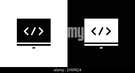 icône de programme de codage définie dans le style de contour de ligne mince et signe vectoriel linéaire Illustration de Vecteur
