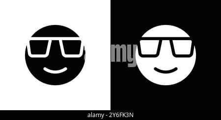 Icône Emoji cool définie dans le style de contour de ligne mince et signe vectoriel linéaire Illustration de Vecteur