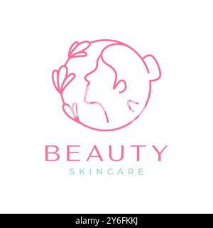visage femmes soins de la peau ligne de traitement de beauté simple vecteur de conception de logo minimal Illustration de Vecteur