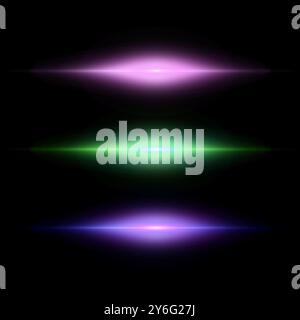 Éclat au néon clignotant du faisceau lumineux, effet de lumière luisante, dégradés lumineux de couleur. Illustration vectorielle Illustration de Vecteur