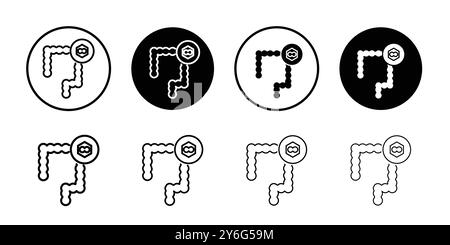 icône de cancer colorectral définie dans le style de contour de ligne mince et le signe vectoriel linéaire Illustration de Vecteur