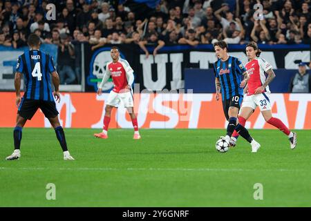 Nicolo Zaniolo d'Atalanta BC 1907 porte le ballon lors du match de football UEFA Champions League 2024/2025 - League phase MD1 entre Atalanta BC A. Banque D'Images