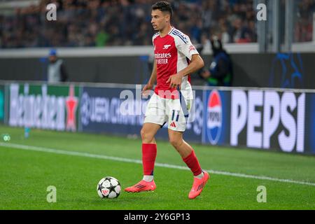 Gabriel Martinelli du FC Arsenal porte le ballon lors du match de football UEFA Champions League 2024/2025 - League phase MD1 entre Atalanta BC et Banque D'Images