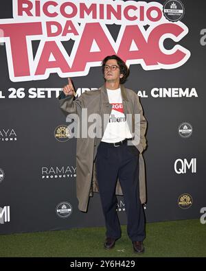 Milan, tapis rouge pour l'avant-première du nouveau film de il Milanese Imbruttito, Ricomincio da Taac, en salles à partir de septembre 26. Sur la photo : Francesco Mandelli Banque D'Images