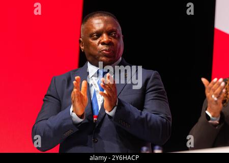 Liverpool, Royaume-Uni. 25 SEP, 2024. David Lammy sur scène alors que la conférence du parti travailliste a pris fin mercredi matin après trois jours précédents de discours principaux et d'événements marginaux. Crédit Milo Chandler/Alamy Live News Banque D'Images