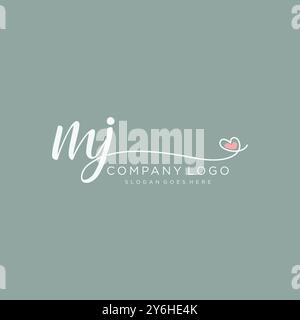 MJ conception initiale du logo d'écriture manuscrite Illustration de Vecteur