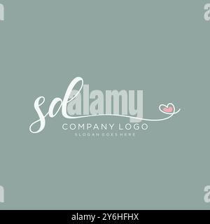 SD conception initiale du logo d'écriture manuscrite Illustration de Vecteur