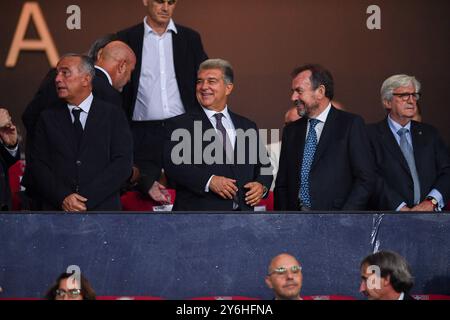 Barcelone, ESP. 25 septembre 2024. FC BARCELONA VS GETAFE CF. 25 septembre 2024 Jan Laporta avant le match entre le FC Barcelone et Getafe CF correspondant à la septième journée de la Liga EA Sports au stade Olimpic Lluis Companys de Montjuic à Barcelone, Espagne. Crédit : Rosdemora/Alamy Live News Banque D'Images