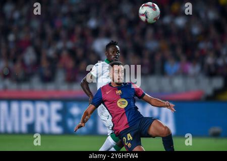 Barcelone, ESP. 25 septembre 2024. FC BARCELONA VS GETAFE CF. 25 septembre 2024 Eric García (24 ans) du FC Barcelone lors du match entre le FC Barcelone et Getafe CF correspondant à la septième journée de la Liga EA Sports au stade Olimpic Lluis Companys de Montjuic à Barcelone, Espagne. Crédit : Rosdemora/Alamy Live News Banque D'Images