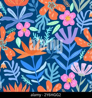 Motif floral coloré et vif moderne sans couture. Illustration vectorielle Illustration de Vecteur