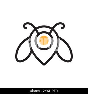 bee insecte point place ligne de magasin style moderne plat minimal logo design illustration d'icône vectorielle Illustration de Vecteur