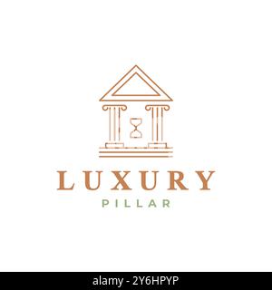 monument pilier bâtiment droit avocat de style de ligne de luxe logo design illustration d'icône vectorielle Illustration de Vecteur