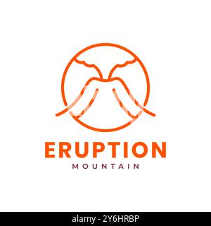 ligne de danger d'éruption de montagne style simple cercle minimal logo design illustration d'icône vectorielle Illustration de Vecteur