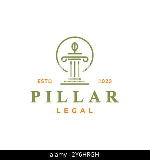 avocat de droit de pilier juridique de style de ligne de luxe simple logo design vecteur illustration d'icône Illustration de Vecteur