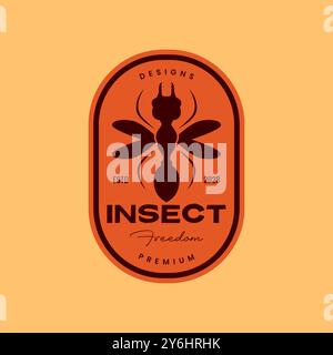 ant wings insecte vintage rétro style badge autocollant simple logo design vecteur icône illustration Illustration de Vecteur