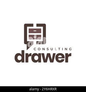 meubles de tiroir consultant chat parler moderne logo design illustration d'icône vectorielle Illustration de Vecteur