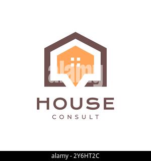 chat de conseil de maison parlez des affaires modernes simple minimaliste de conception de logo coloré illustration d'icône vectorielle Illustration de Vecteur