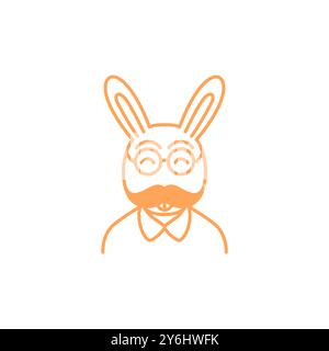 vecteur de conception de logo de ligne d'animal mignon visage de lapin Illustration de Vecteur
