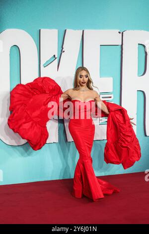 Londres., Royaume-Uni. 25 septembre 2024. Munroe Bergdorf a assisté à la première britannique de 'Joker : folie à deux' au Cineworld Leicester Square à Londres. Crédit : SOPA images Limited/Alamy Live News Banque D'Images