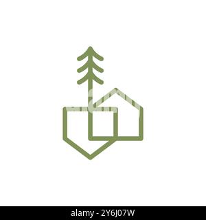 vecteur de conception de logo de ligne d'architecture de maison minuscule Illustration de Vecteur