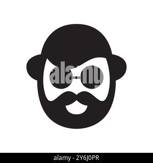 homme barbe homme tête de l'homme vecteur de conception de logo de style classique Illustration de Vecteur