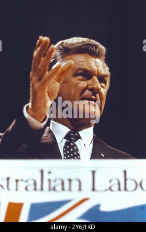 Robert (Bob) Hawke, (9 décembre 1929 – 16 mai 2019) Premier ministre de l'Australie 1983-1991 photographié à la conférence de l'ALP à Hobart, Tasmanie, du 28th au 29th juin 1991 Banque D'Images