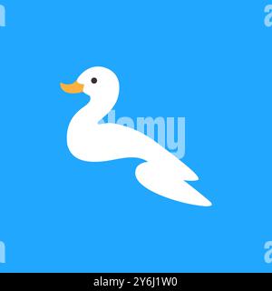 vecteur de conception de logo coloré animal de beauté de cygne de natation Illustration de Vecteur