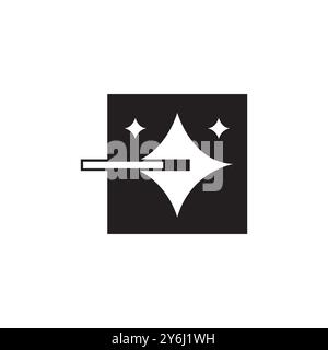 magic stick magical show logo design vecteur plat Illustration de Vecteur