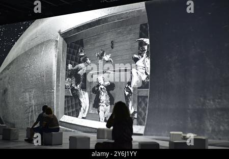 Exposition immersive dédiée à Jules Verne au Centre des Arts numériques idéal à Barcelone, ​​Catalonia, Espagne Banque D'Images