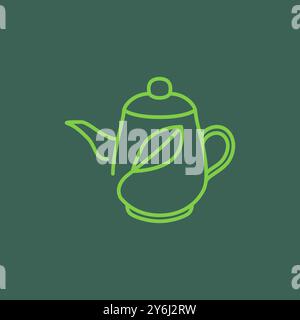 vecteur de conception de logo de concept vert théière minimaliste Illustration de Vecteur
