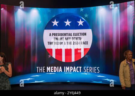 New York, New York, États-Unis. 25 septembre 2024. (NOUVEAU) le Paley Center examine le rôle des médias dans la prochaine élection présidentielle. 25 septembre 2024, New York, New York, États-Unis : ambiance pendant la série Media impact Une élection présidentielle contrairement à tout autre : les médias et la course 2024 au Paley Museum le 25 septembre 2024 à New York. (Crédit : M10s/TheNews2) (Foto : M10s/Thenews2/Zumapress) (crédit image : © Ron Adar/TheNEWS2 via ZUMA Press Wire) USAGE ÉDITORIAL SEULEMENT! Non destiné à UN USAGE commercial ! Banque D'Images