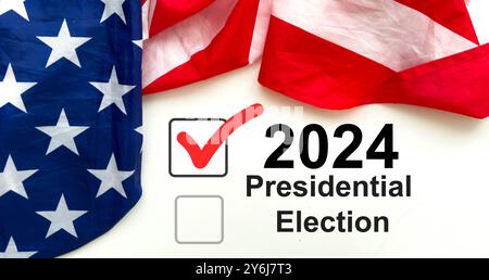 Demande d'inscription des électeurs AMÉRICAINS pour l'élection présidentielle 2024. Demande d'inscription des électeurs des États-Unis prête à être remplie, sur un américain Banque D'Images