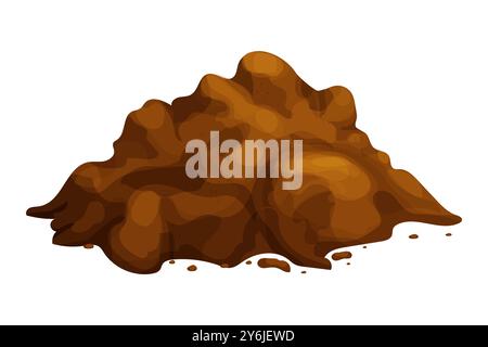 Pieu de sol, élément de dessin de tas de sol. Compost de jardin d'agriculture biologique, saleté. Jardinage. Boue ou gazon brun, argile. . Illustration vectorielle Illustration de Vecteur