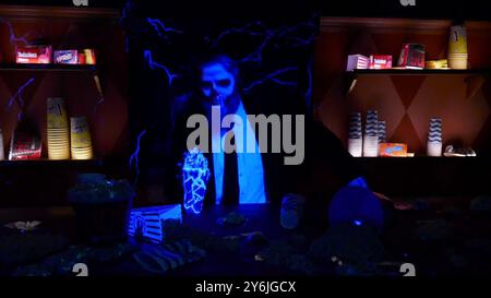 Buena Park, Californie, USA 22 septembre 2024 Cinema Slasher Maze à KnottÕs Scary Farm le 22 septembre 2024 à Buena Park, Californie, USA. Photo de Barry King/Alamy Stock photo Banque D'Images