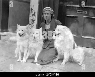 L.K.A. Show à Olympia. Mlle Irene Perry avec ses samoyeds 1933 Banque D'Images