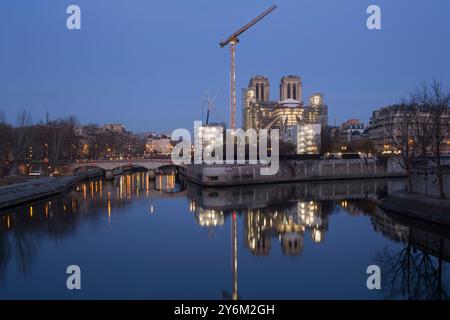 France, Paris, 75, 4ème arrondissement, ile de la Cité, site de restauration de notre-Dame. Banque D'Images