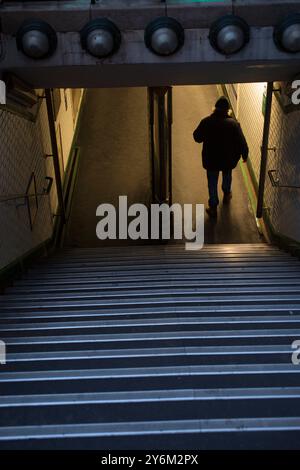 France, Paris, 75, 2ème arrondissement, entrée de la station de métro les grands Boulevards. Banque D'Images