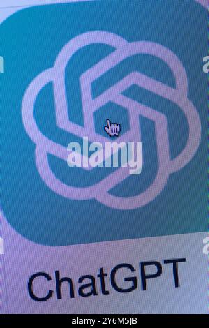 ChatGPT, chatbot IA avancé interagissant de manière conversationnelle Banque D'Images