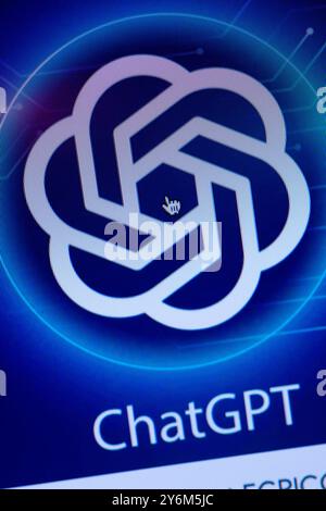 ChatGPT, chatbot IA avancé interagissant de manière conversationnelle Banque D'Images