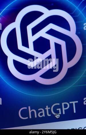 ChatGPT, chatbot IA avancé interagissant de manière conversationnelle Banque D'Images