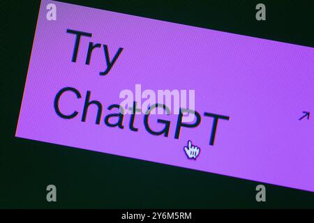 ChatGPT, chatbot IA avancé interagissant de manière conversationnelle Banque D'Images