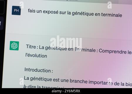 ChatGPT, chatbot IA avancé interagissant de manière conversationnelle Banque D'Images