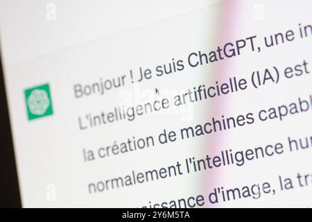 ChatGPT, chatbot IA avancé interagissant de manière conversationnelle Banque D'Images