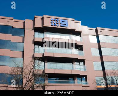 Vue extérieure du bâtiment Channel 9 sur Pirie Street par une journée ensoleillée à Adélaïde, Australie. Banque D'Images