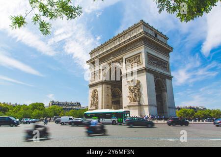 France, Paris, place Charles-de-Gaulle, anciennement place de l'etoile, Arc de Triomphe de l'etoile Banque D'Images