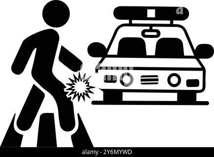 voiture, accident, homme, voiture abattre une icône de piéton Illustration de Vecteur