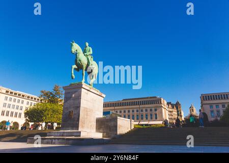 Belgique, Bruxelles, statue équestre d'Albert Ier Banque D'Images
