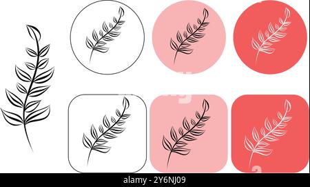 Logos de fleur dans un style linéaire minimal. Pour les cosmétiques d'emballage, studio de beauté, tatouage, Spa, manucure, bijoux Illustration de Vecteur